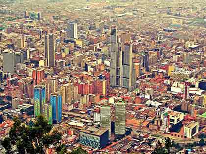 An aerial shot of Bogota, Colombia